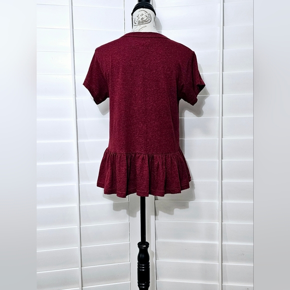 THE GREAT. DISTRESSED PEPLUM TEE/TOP - Picture 4 of 13